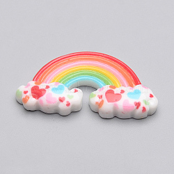 Resin Cabochons, Rainbow, Colorful, 39.5x21x6mm(CRES-T005-77)
