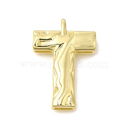 Rack Plating Brass Pendants, Glass Charms, Long-Lasting Plated, Cadmium Free & Lead Free, Real 18K Gold Plated, Letter T, 26x18x4.8mm, Hole: 2.5x2.8mm(KK-I721-02G-T)