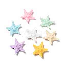 Sea Animal Opaque Resin Cabochons, Starfish, Mixed Color, 37x38x9mm(CRES-M014-14)