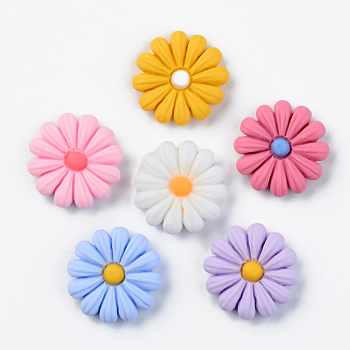 Resin Cabochons, Opaque, Sunflower, Mixed Color, 16x4.5mm