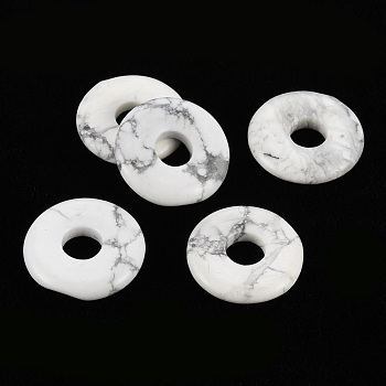 Natural Howlite Pendants, Donut/Pi Disc, 18x4.5~5.5mm, Hole: 5.5mm
