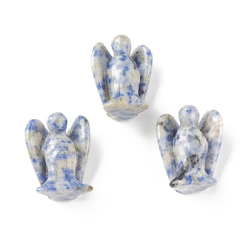 Natural Blue Spot Jasper Figurine Display Decoration, Angel Decor Healing Stones, Energy Reiki Gifts for Women Men, for Home Office Tabletop, 28~29x21~22.5x14~15mm