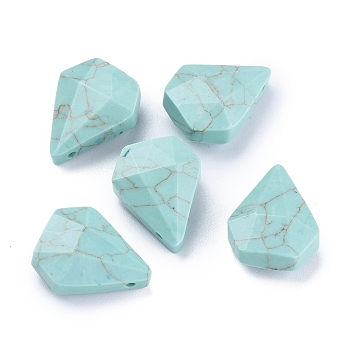 Synthetic Turquoise Pendants, Faceted, Diamond, 21x17x8.5mm, Hole: 1.2mm