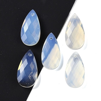 Opalite Pendants, Faceted, Teardrop, 25x13x6mm, Hole: 1mm