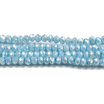Opaque Baking Painted Glass Beads Strands, AB Color, Faceted, Round, Light Blue, 2.5x2mm, Hole: 0.7mm, about 156~158pcs/strand, 12.20~12.44 inch(31~31.6cm)