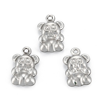 316 Surgical Stainless Steel Charms, Bear, Stainless Steel Color, 13x8x3mm, Hole: 1mm