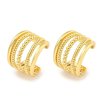 Brass Cuff Earrings, Multilayer Earrings, Real 18K Gold Plated, 13x10mm