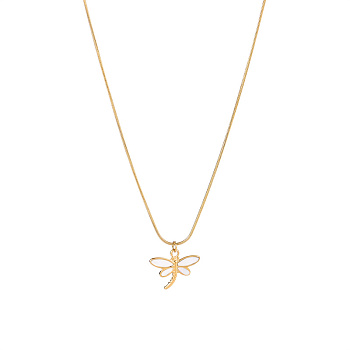Dragonfly Pendant Necklace, Gold Plated Stainless Steel Snake Chain Necklaces for Women
