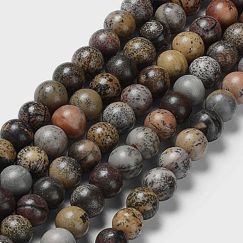 Round Natural Dendritic Jasper Beads Strands, Chohua Jasper, 8mm, Hole: 1mm, about 47pcs/strand, 15.40''(39.11cm)