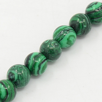 Synthetic Malachite Beads Strands, Dyed, Round, Dyed, 4mm, Hole: 1mm, about 96pcs/strand, 15.1 inch
