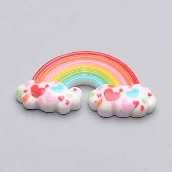 Resin Cabochons, Rainbow, Colorful, 39.5x21x6mm