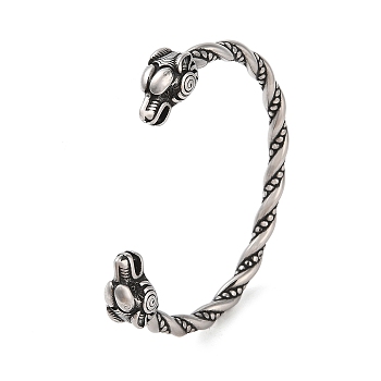 Viking 304 Stainless Steel Open Cuff Bangles for Men, Antique Silver, Dragon, Inner Diameter: 2-7/8 inch(7.2cm), 13.5mm