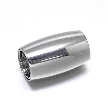 Column 304 Stainless Steel Magnetic Clasps with Glue-in Ends, Stainless Steel Color, 14x9mm, Hole: 6mm