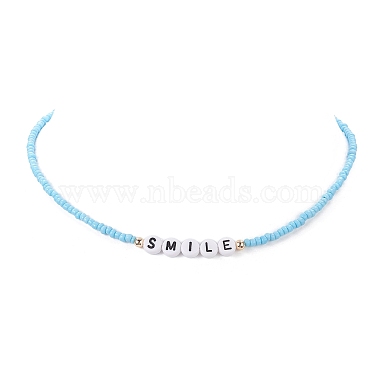 5Pcs 5 Style Glass & Plastic Word Beaded Necklaces Set(NJEW-JN04316)-5