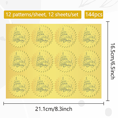 12 feuilles d'autocollants en relief en feuille d'or(DIY-WH0451-023)-2