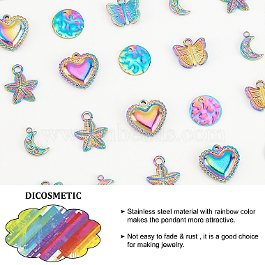 DICOSMETIC 30Pcs 5 Style 304 Stainless Steel Charms(STAS-DC0009-31)-4