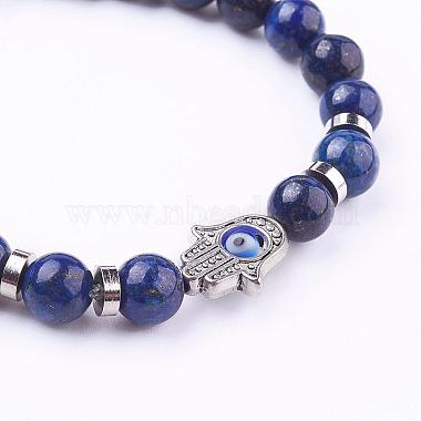 bracelets extensibles en lapis-lazuli naturel (teints)(BJEW-JB03146-03)-2