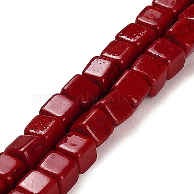 FireBrick Cube Synthetic Turquoise Beads