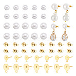 DIY Earring Making Kit, Including Acrylic Imitation Pearl Beads, 304 Stainless Steel Ear Nuts, Iron Stud Earring Settings, Golden, 4~12x3~11x2~8mm, Hole: 0.8~1.2mm(DIY-TA0010-75)