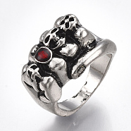 Alloy Wide Band Rings, Chunky Rings, with Acrylic, Fist, Antique Silver, Size 9, 19mm(RJEW-T006-09)