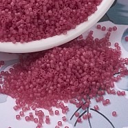 MIYUKI Delica Beads, Cylinder, Japanese Seed Beads, 11/0, (DB0778) Dyed Semi-Frosted Transparent Dark Rose, 1.3x1.6mm, Hole: 0.8mm, about 2000pcs/10g(X-SEED-J020-DB0778)