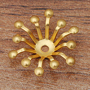 Brass Bead Caps, Hair Stick Accessories, Flower, Golden, 13mm(OHAR-PW0003-121D)