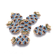 MIYUKI & TOHO Handmade Japanese Seed Beads Pendants, Loom Pattern, Pineapple, Colorful, 26~26.5x15x2mm, Hole: 2x3mm(SEED-A027-B02)