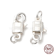925 Sterling Silver Lobster Claw Clasps, with Jump Rings, Lock, Silver, 11.5x6x2.5mm(STER-D006-20S)