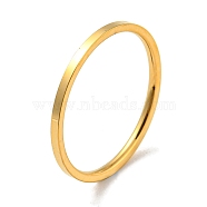 Ion Plating(IP) 304 Stainless Steel Simple Plain Band Finger Ring for Women Men, Real 18K Gold Plated, Size 5, Inner Diameter: 15mm, 1mm(X-RJEW-F152-05G-E)