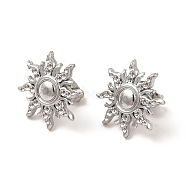 304 Stainless Steel Sun Stud Earrings for Women, Stainless Steel Color, 17x17mm, Pin: 0.8mm(EJEW-I281-21P)