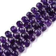 Natural Amethyst Beads Strands, with Seed Beads, Faceted, Rondelle, 8x6mm, Hole: 1mm, about 20~22pcs/strand, 7.09 inch(18cm)(G-N327-08C)