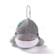 PP Cotton Mini Animal Plush Toys Dolphin Pendant Decoration, with Ball Chain, Gray, 131mm(HJEW-C002-01B)