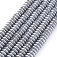 Electroplate Non-magnetic Synthetic Hematite Heishi Beads Strands, Flat Round/Disc, Platinum Plated, 8x3mm, Hole: 1mm, about 76pcs/strand, 10 inch(G-M007-20C)