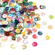 Plastic Loose Semi-cupped Sequins, Color Paillettes, Center Hole, AB Color, Mixed Color, 6~7mm, Hole: 1mm(PVC-PVC002-M1)