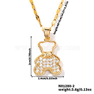 Brass Full Crystal Rhinestone Cute Delicate Bear Pendant Dapped Chain Necklaces for Women, Golden, 15.75 inch(40cm)(SV1086-2)