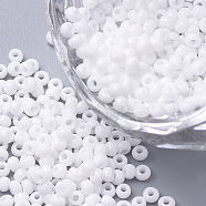 11/0 Grade A Round Glass Seed Beads, Baking Paint, White, 2.3x1.5mm, Hole: 1mm, about 48500pcs/pound(SEED-N001-A-743)