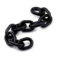 Handmade Spray Painted CCB Plastic Cable Chains, for Handbag Chain Making, Faceted, Oval, Black, Links: 25.5x18x5.5mm, 39.37 inch(1m)/Stand(AJEW-JB00736-01)