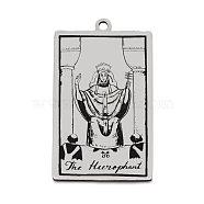 201 Stainless Steel Pendants, Laser Engraved Pattern, Tarot Card Pendants, The Hierophant or the Pope V, 40x24x1mm, Hole: 2mm(STAS-S105-LA211-12)