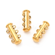Ion Plating(IP) 304 Stainless Steel Slide Lock Clasps, Peyote Clasps, 3-Strand, 6-Hole, Tube, Golden, 20x10x6.5mm, Hole: 1.7mm(STAS-G071-50G)