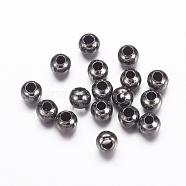 Iron Spacer Beads, Round, Gunmetal, 3mm in diameter, 3mm thick, Hole: 1.2mm(E006-B)