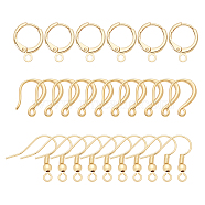 CHGCRAFT Brass Earring Hooks, with Huggie Hoop Earring Findings, Real 18K Gold Plated, Brass Earring Hooks: 20pcs(KK-CA0001-60G)