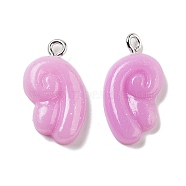 Opaque Resin Pendants, with Platinum Iron Loops, Wing, Pearl Pink, 22.5x12.5x4mm, Hole: 2mm(FIND-M035-01A)