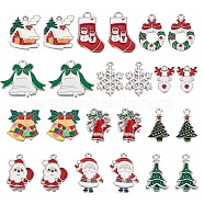48Pcs 12 Style Alloy Enamel Pendants, Christmas Bell & House & Santa Claus, Mixed Color, 17~26x14~28x1.7~3.5mm, Hole: 1.4~2mm, 4pcs/style(FIND-SC0004-65)