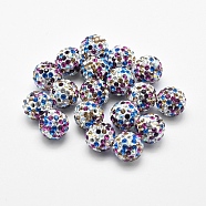 Handmade Polymer Clay Rhinestone Beads, Round, Colorful, 10mm, Hole: 1.5mm(RB-L030-18C-10mm)