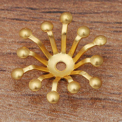 Brass Bead Caps, Hair Stick Accessories, Flower, Golden, 13mm(OHAR-PW0003-121D)