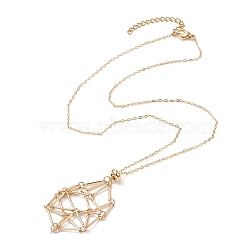 Brass Braided Macrame Pouch Empty Stone Holder for Pendant Necklace Making, Nets Necklace Making, Golden, 17.72 inch(45cm)(NJEW-JN04331-01)