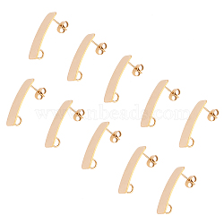 304 Stainless Steel Stud Earring Findings, with Ear Nuts/Earring Backs and Loop, Long-Lasting Plated, Rectangle, Golden, 26x10mm, Hole: 3mm, Pin: 0.8mm, 10pcs/box(STAS-UN0015-58)