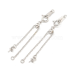 Rhodium Plated 925 Sterling Silver Chain Extender, Real Platinum Plated, 45mm(STER-C005-03P)