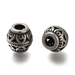 304 Stainless Steel European Beads, Large Hole Beads, Rondelle, Antique Silver, 10x9.5mm, Hole: 4mm(STAS-D191-05C-AS)