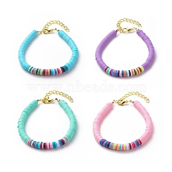 4Pcs 4 Color Handmade Polymer Clay Heishi Surfer Beaded Bracelet, Stackable Preppy Bracelets for Women, Mixed Color, 7-1/2 inch(19.2cm), 1Pc/color(BJEW-JB08635)